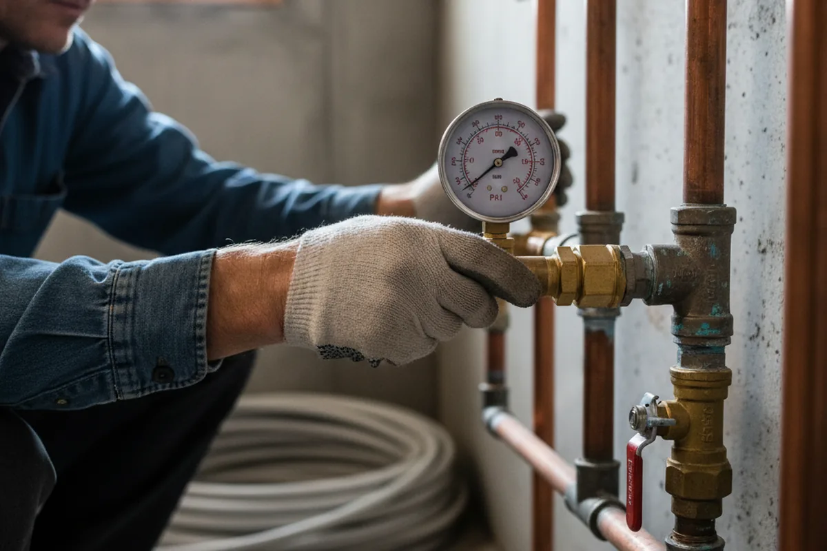 Pressure testing a repaired line during Water Line Repair in Friedensburg